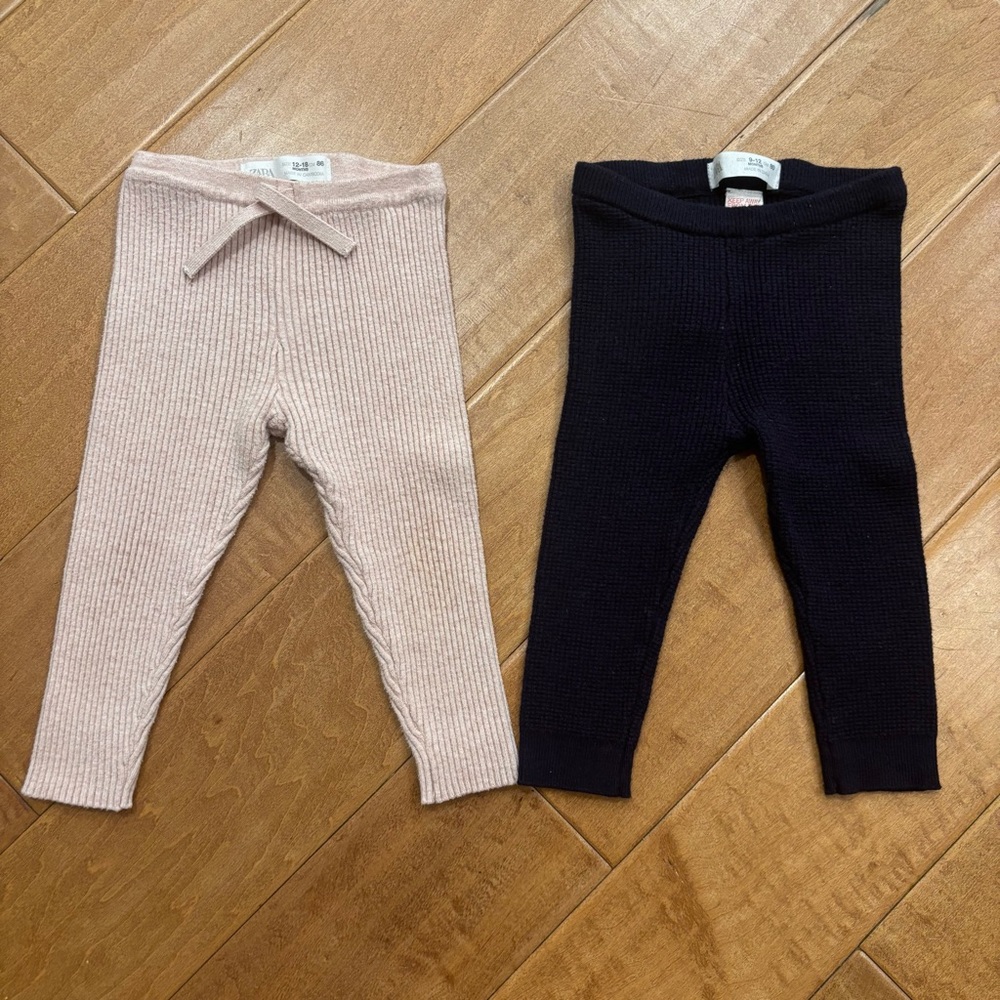 Zara Baby Ribbed Knit Pants Leggings Set 9-12 months and 12-18 months